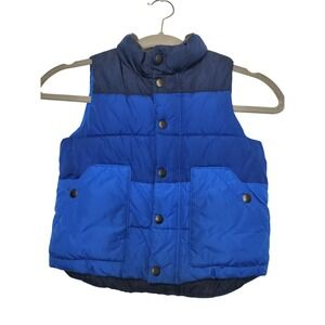 Baby Gap Puffer Vest‎ Blue Colorblock Quilted Zip Front Toddler Boys 3T